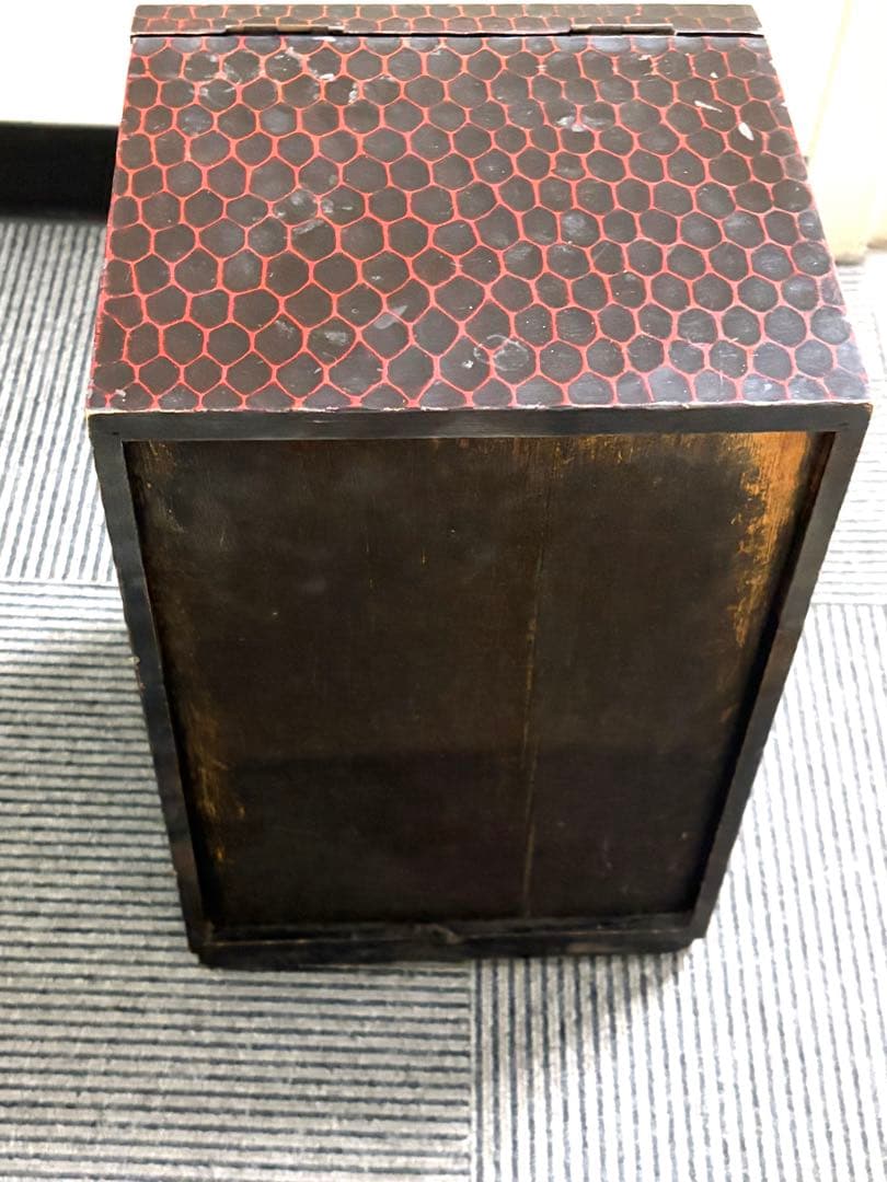 半額　銀座松屋　骨董　鎌倉彫　鏡台仕掛けの飾り棚　小箪笥アンティーク