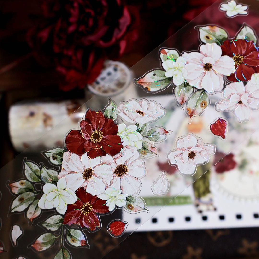 繁花文创《霜红棕染》海外マスキングテープ　マステ 【2664】