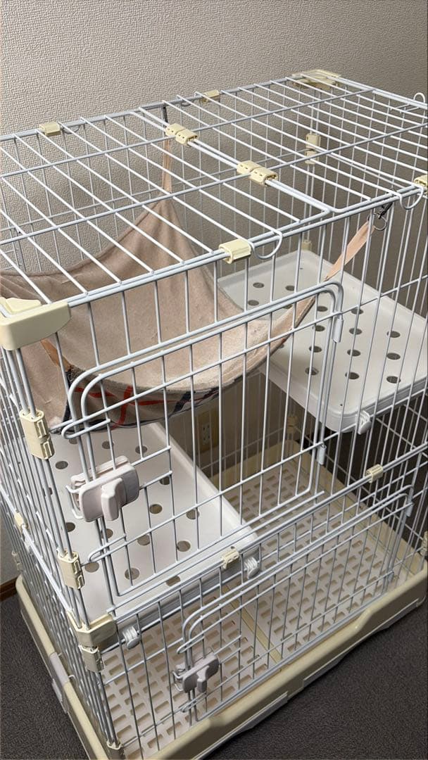 【ヒーター付き】purlove キャットケージ　ハンモック付き　ホワイト