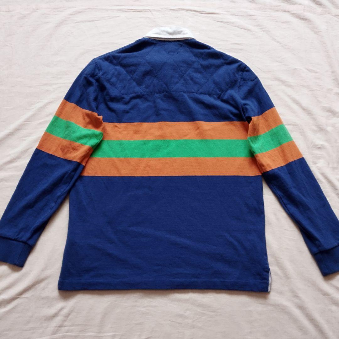 ポロラルフローレン　ラガーシャツ　刺繍ロゴ　ブルー　現行タグ　Mサイズ