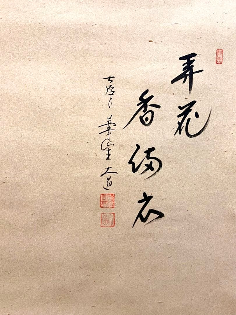 西垣大道 掛軸 掛け軸「開花香満衣」書 臨済宗 大徳寺 極楽寺直筆 茶掛 桜 春
