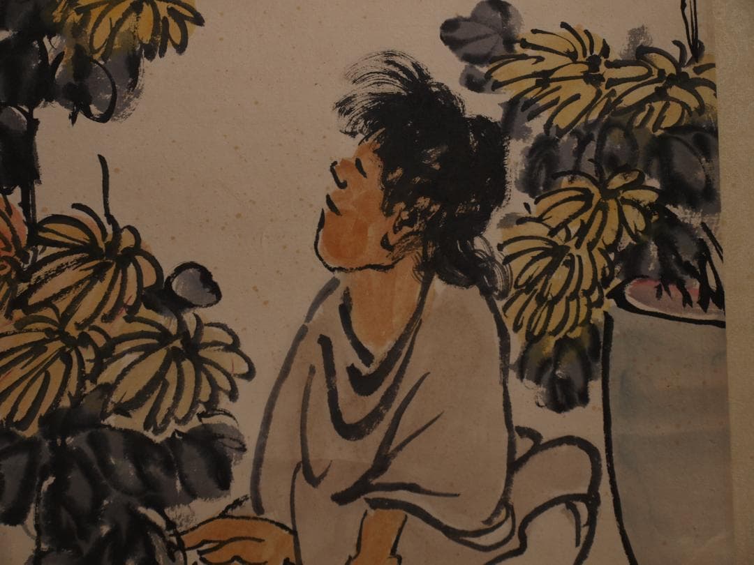 民間古美術 　王震作　掛軸 肉筆保證 掛け軸　捲り DE540A6-1