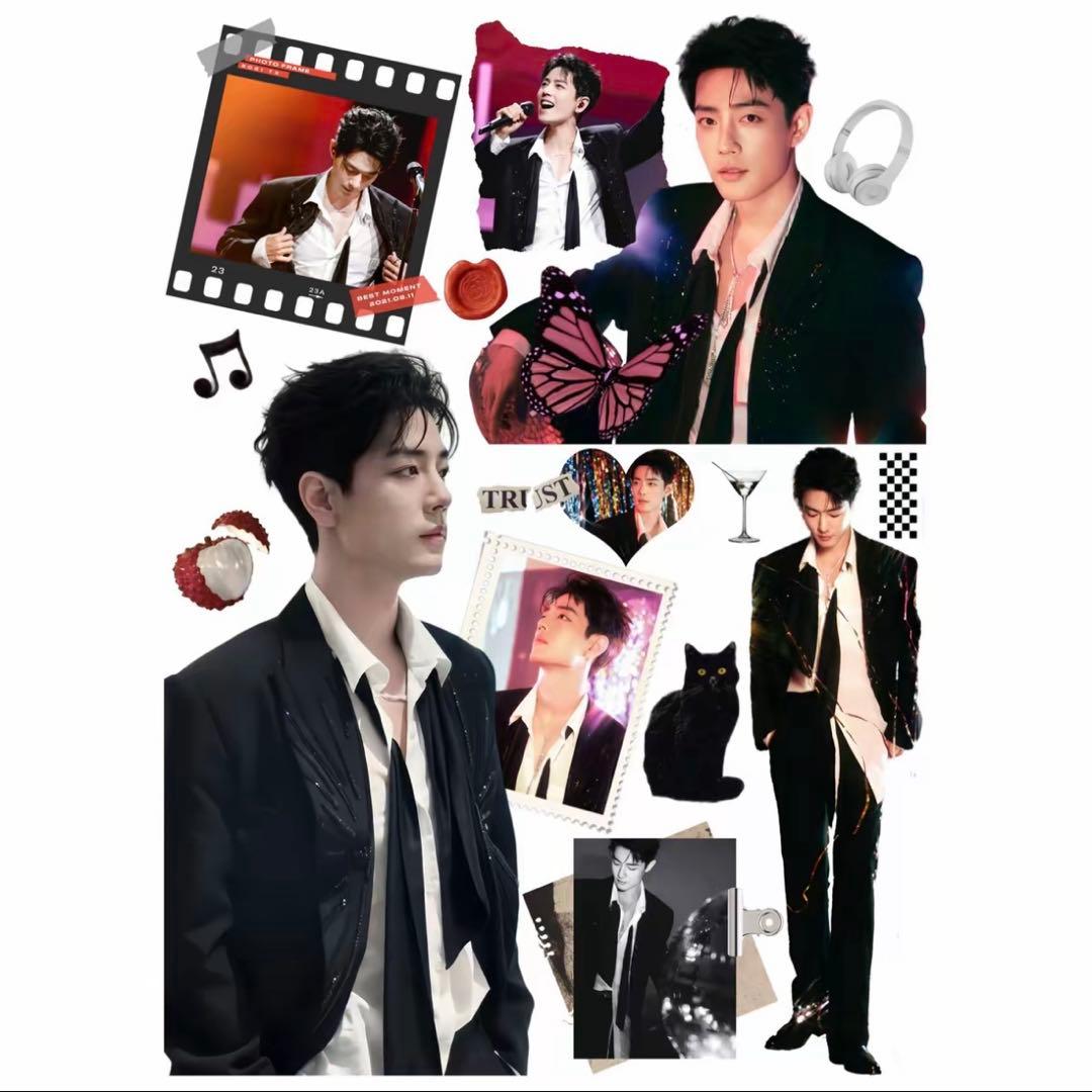 19×25cm 肖戦 デザイン　転写耐油防水ステッカー　30枚