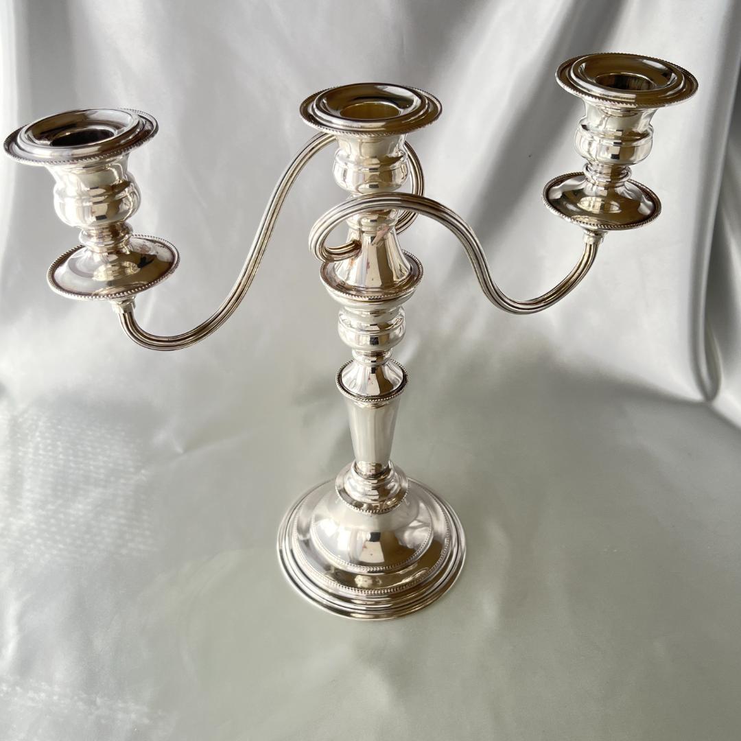 【英国】 2Way パールのキャンドルスタンド シングル / トリプルホルダー