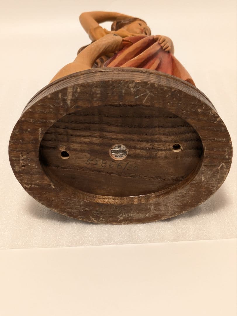 ANRI アンリ ガチョウ アヒル 女性 木彫り 人形 オブジェ 34cm