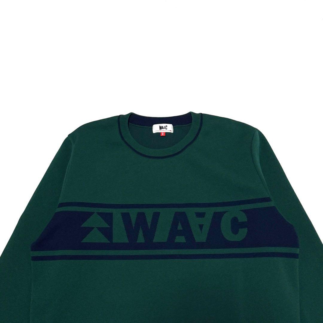 美品ワック　ロゴニットセーター　グリーン　高伸縮快適　スポーツ対応軽量素材希少色