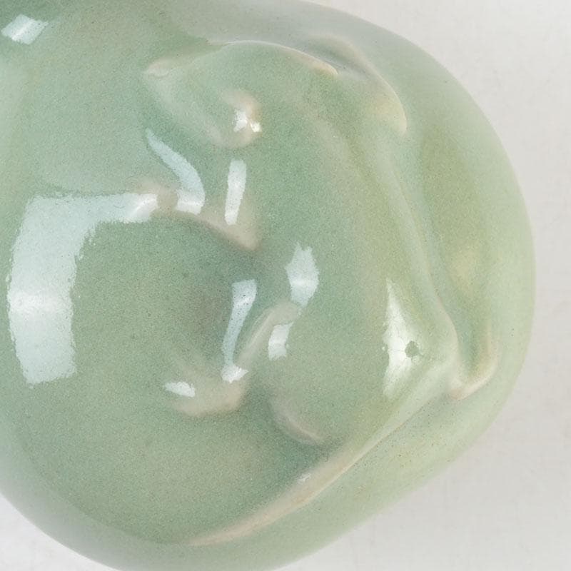 茶道具　真清水蔵六造　青磁　袋鼠香合　共布共箱　V　9725