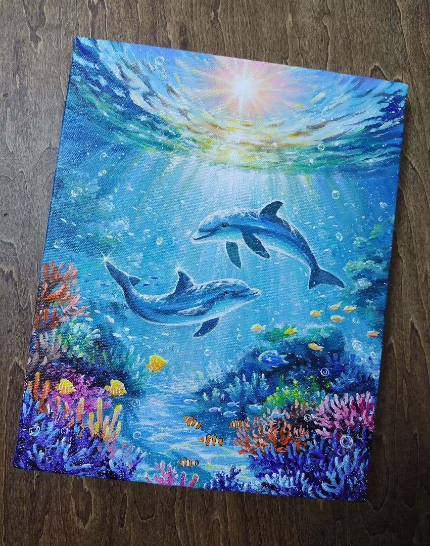 N*°様 【海中世界】アクリル画 F3 風景画 絵画