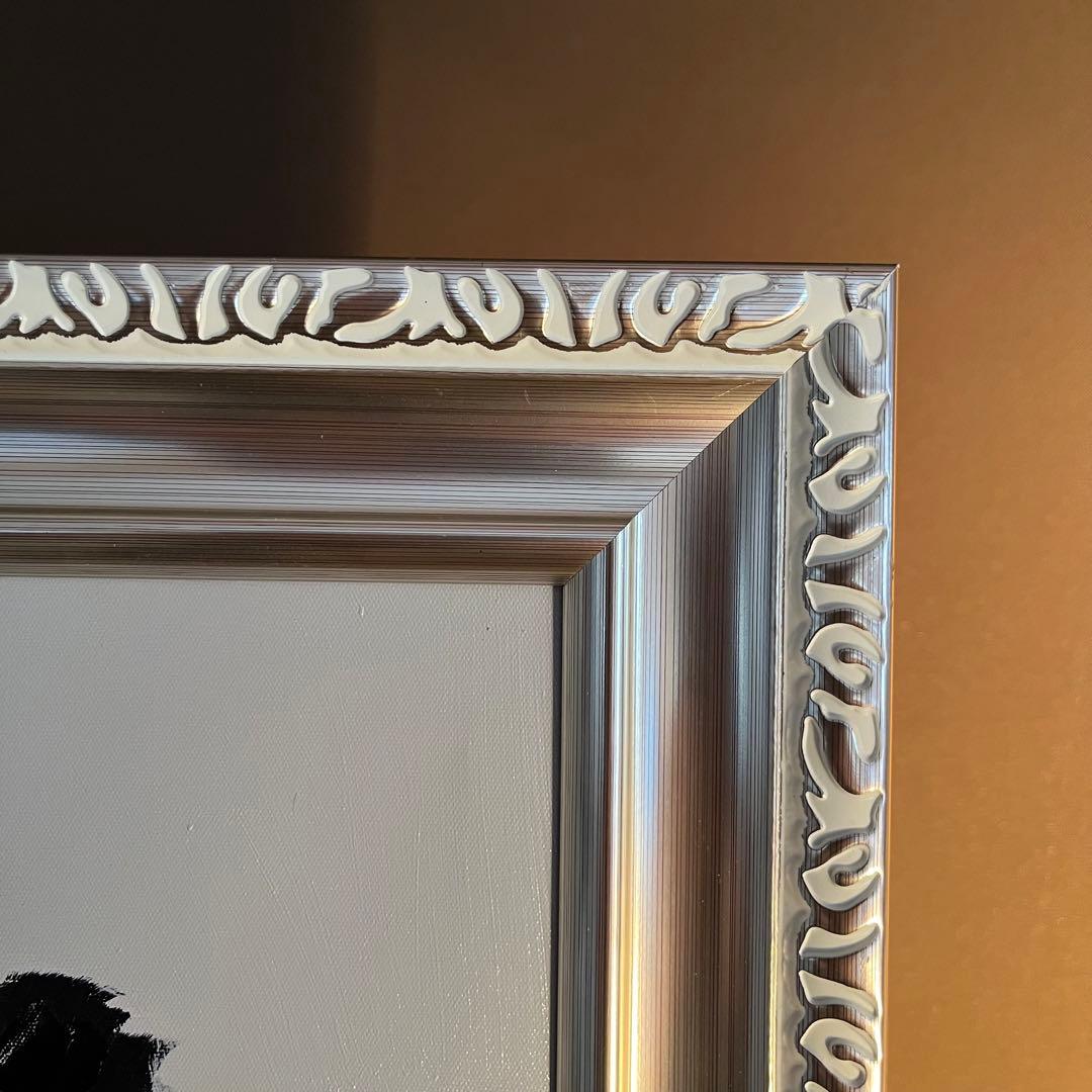 手書き油絵 パンダさん 額付 絵画 インテリア 油彩画