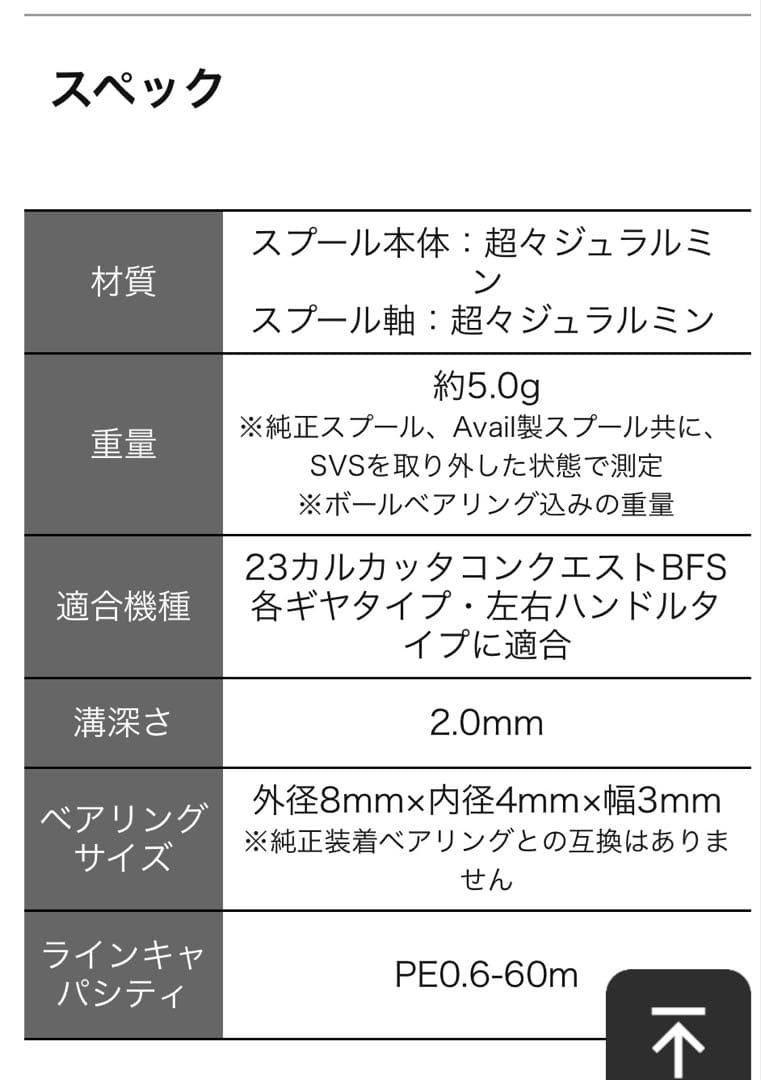 アベイル　23カルカッタコンクエストBFS用 ナロースプール3点セット　未使用♪