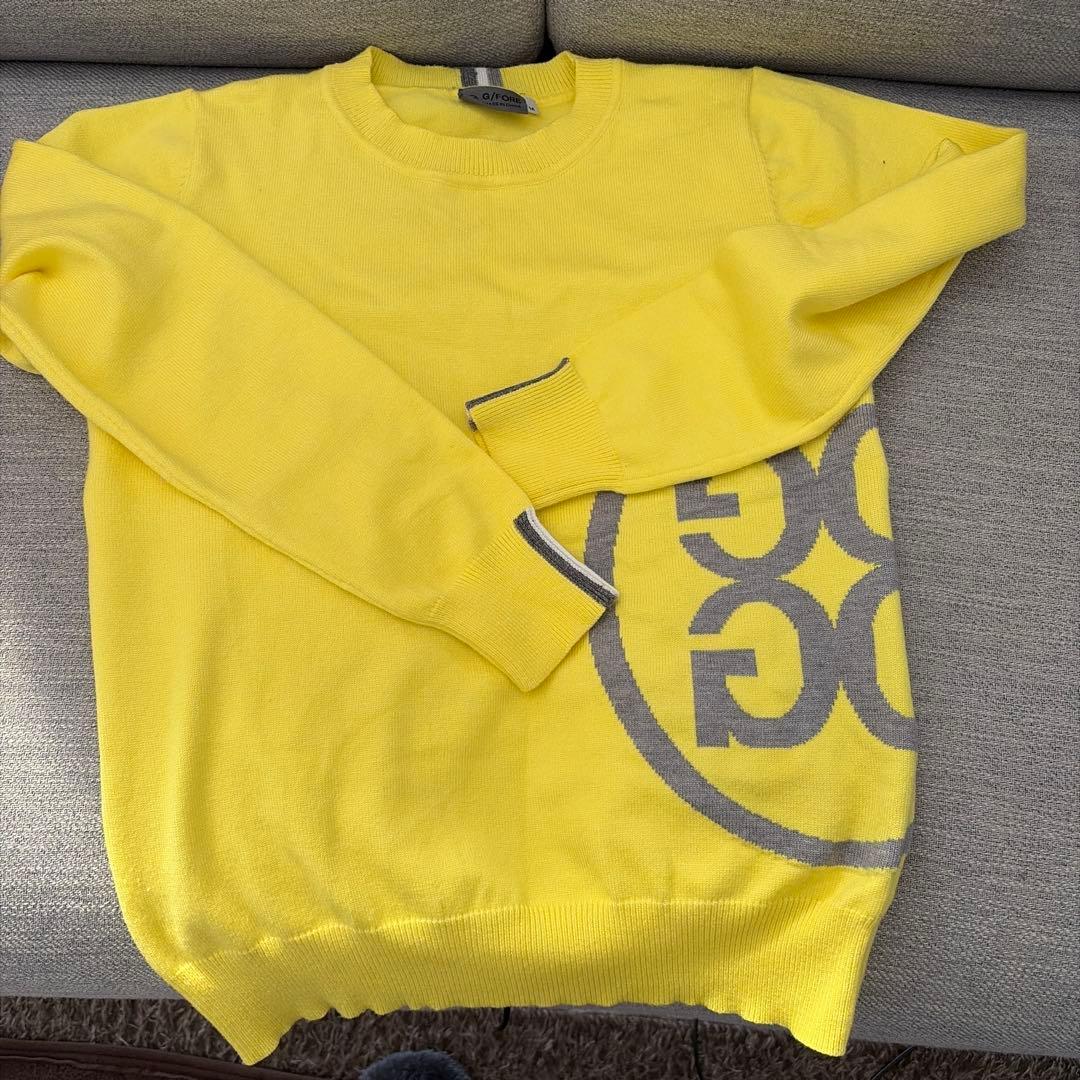 G/FORE クルーネックニットセーター 黄色 ロゴ入り