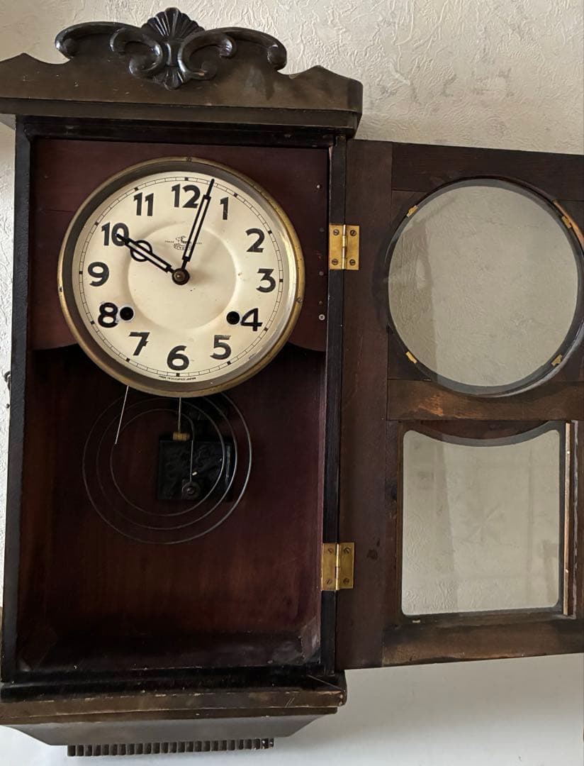 昭和レトロ　ヴィンテージ　振り子時計　 木製柱壁掛け時計