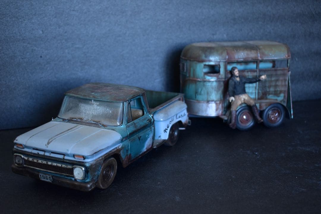 ]1/18 サンスター シボレー C10 トラック トレーラー 曲げ加工 サビ