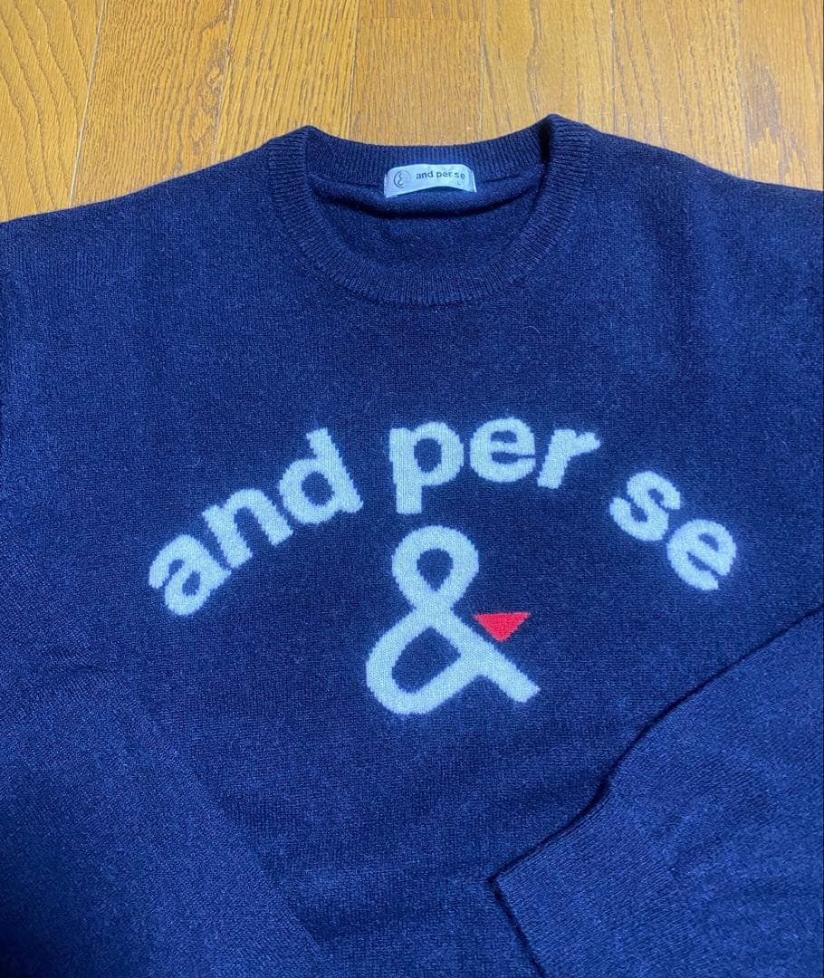 アンパスィ and per se カシミヤ クルーネックセーター メンズ