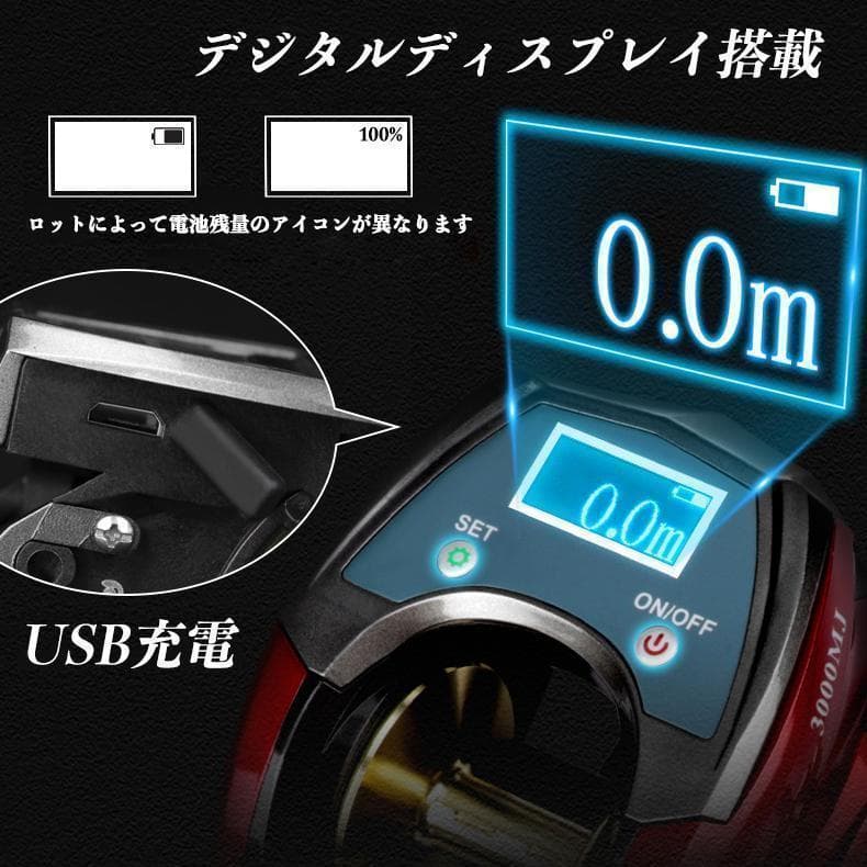 YU198R　釣りリール ラインカウンター付き　＊右ハンドル