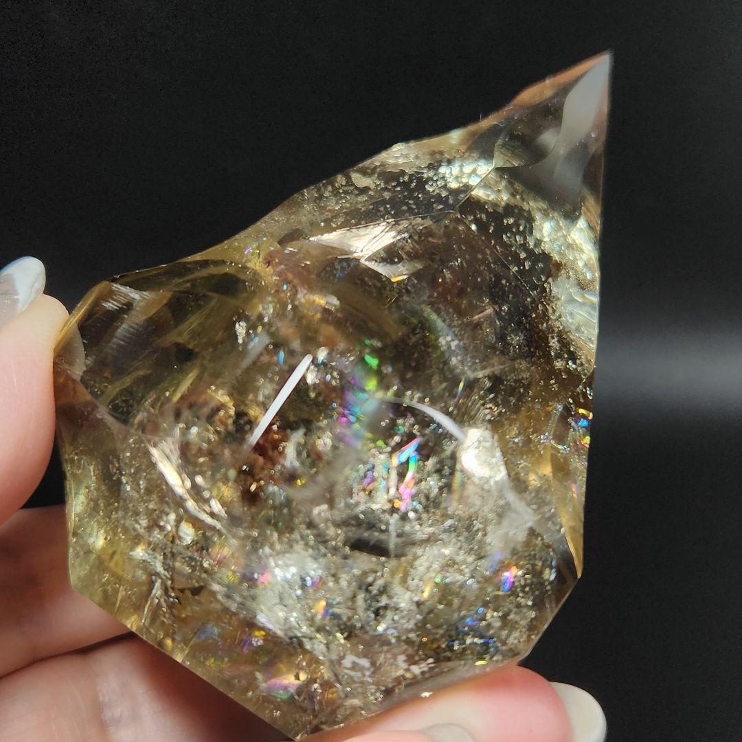 レア！【新品】天然ゼウスクオーツ ダイヤモンド置物 ★スモーキーシトリン★手彫り