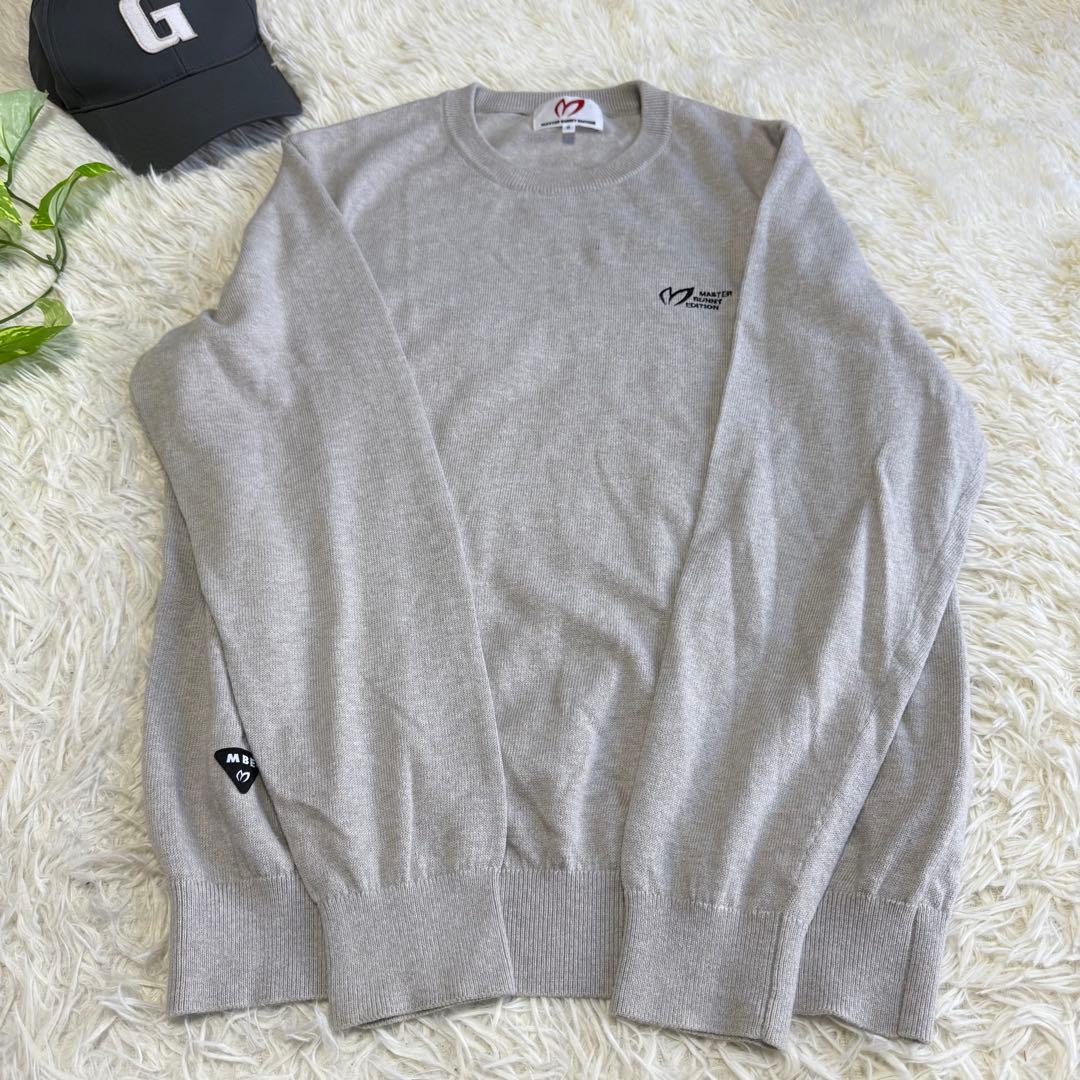 【マスターバニー】美品 ニットセーター グレー カシミヤ混 5サイズ メンズ