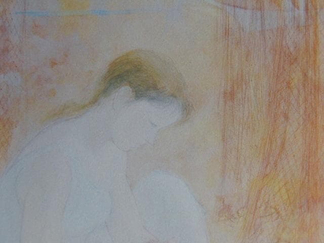 井上耐子、【海の香里】、希少な額装用画集より、新品額装付、状態良好