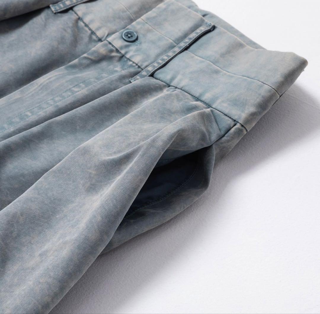 harapeco Washed-DEFORMED HALF PANTS-ブルー