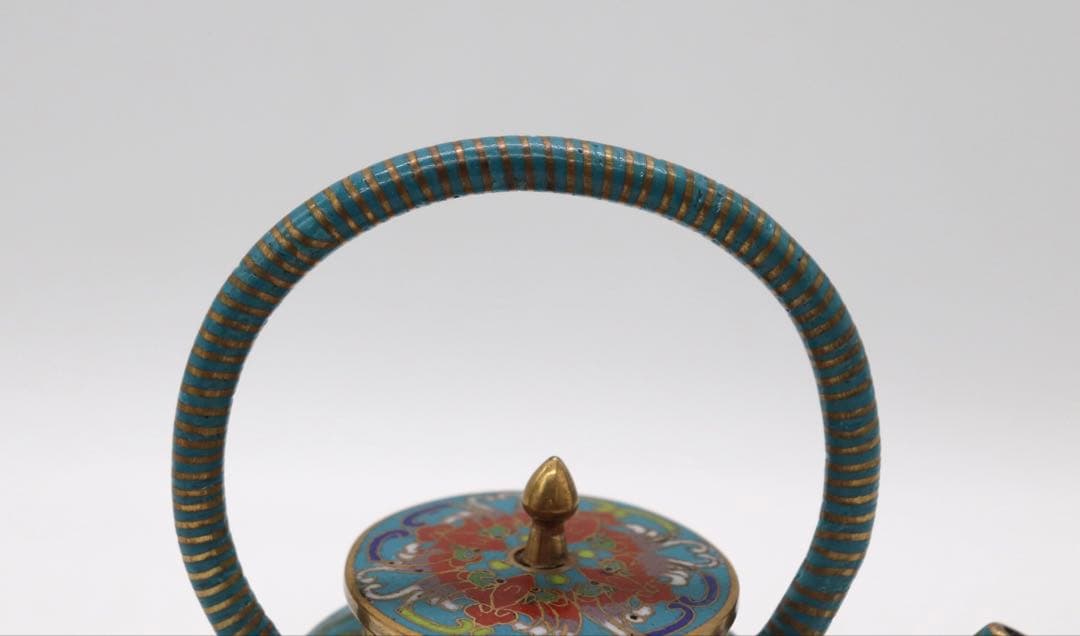 中国　七宝焼　急須　送料込み250510