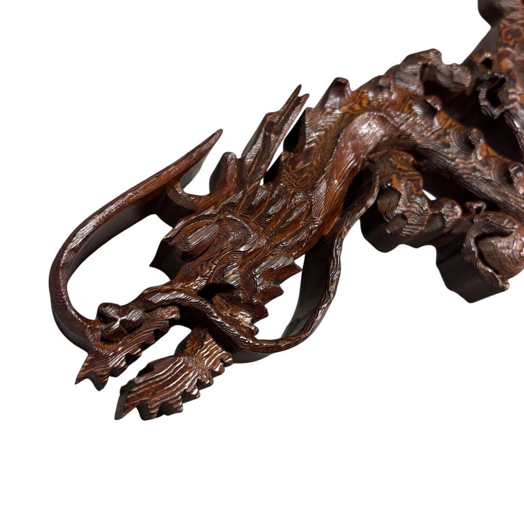 昇龍　木彫　龍　竜　縁起物　置物　インテリア　ドラゴン　木製　オブジェ