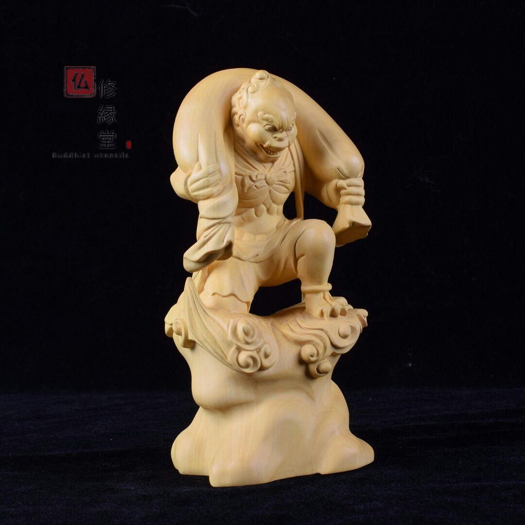 【修縁堂】高品質 木彫仏像 風神立像 彫刻 仏教工芸 仏師で仕上げ