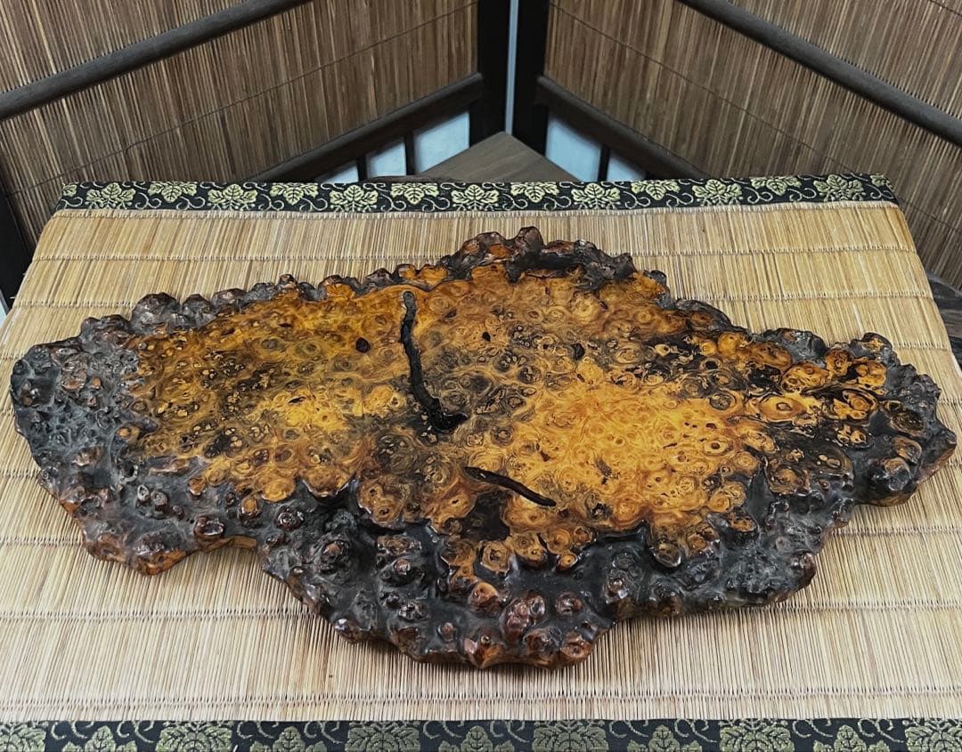 天然時代古木 花梨 美玉杢 瘤 花台 香台 盆栽台 平台 約44㎝