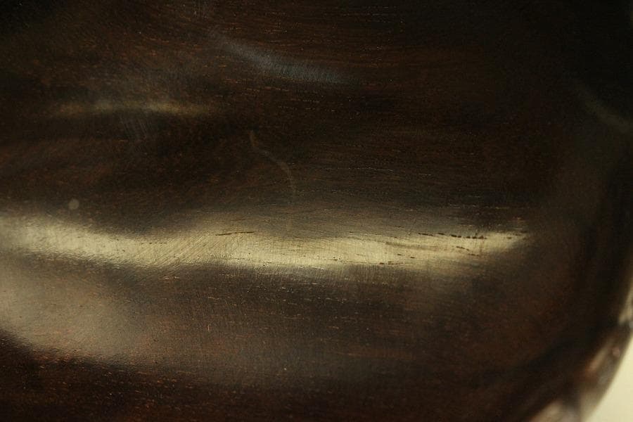 紫檀 刻 手付 皿 文房四宝 卓上飾 高9.4cm(HA491)