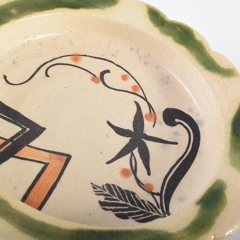 和食器　向井一峰作　織部向付　台皿　五客　共布共箱　M　R7606