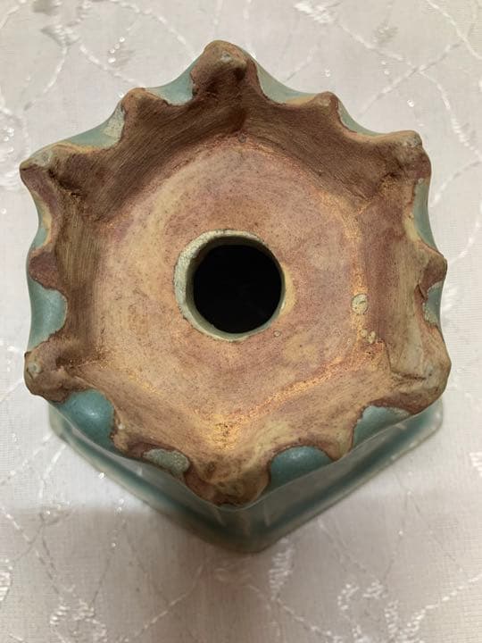 青磁　六角　盆栽鉢