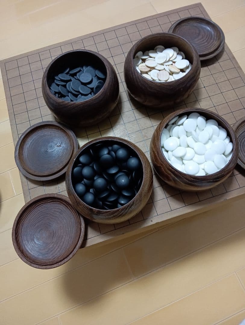 囲碁 木製碁石セット 黒白碁石付き