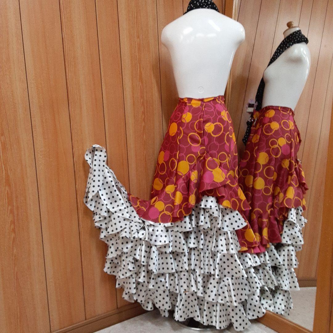 フラメンコ衣装　☆ファルダのみ　＊水玉が可愛いい豪華なファルダ