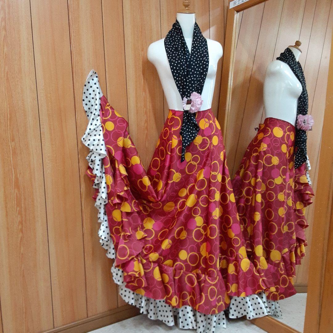 フラメンコ衣装　☆ファルダのみ　＊水玉が可愛いい豪華なファルダ