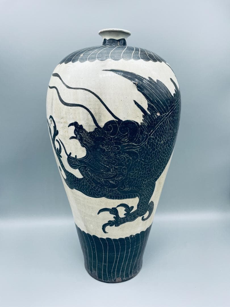 北宋 磁州窯 龍紋 梅瓶 中国陶磁器