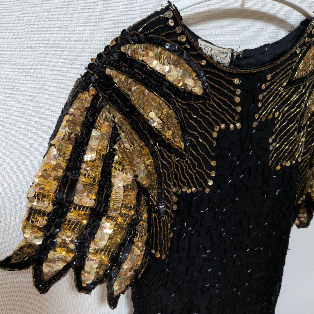 ​【希少】Sténay 総刺繍 鳳凰/ウィングデザイン ビーズドレス P8サイズ