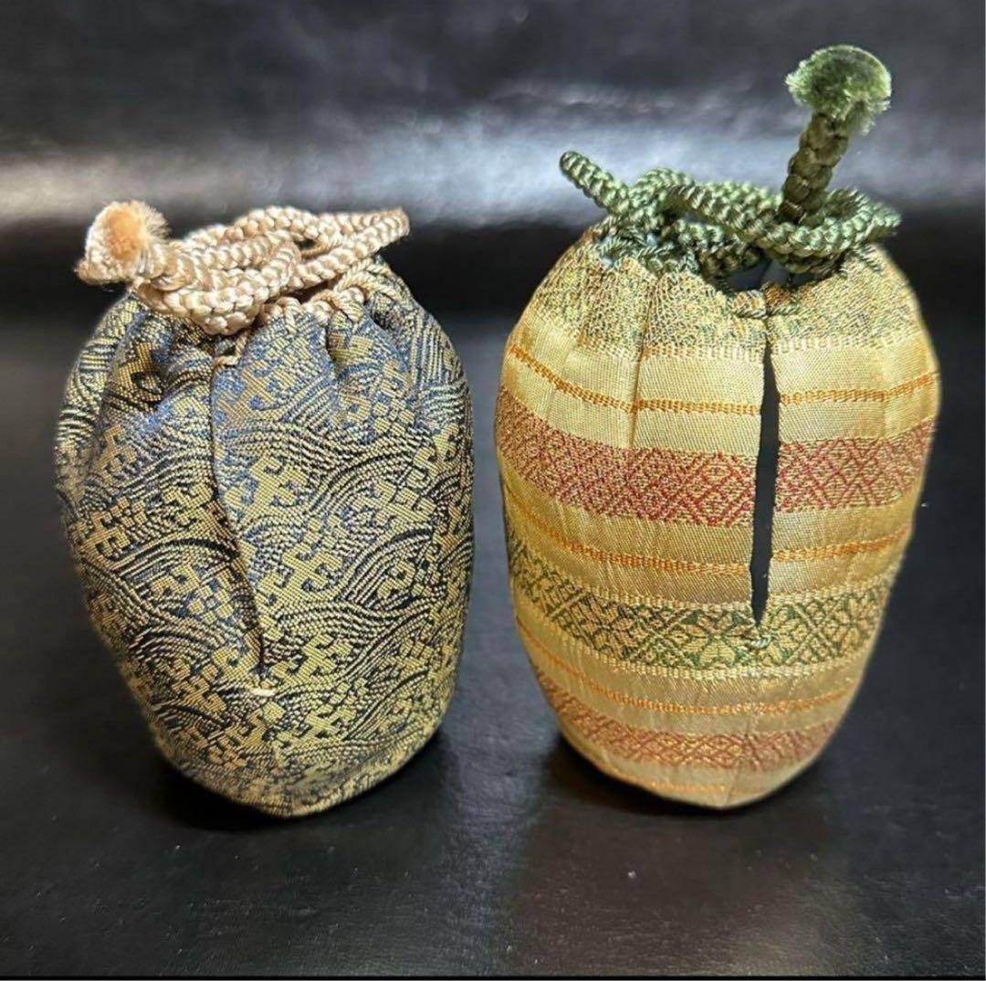 小代焼 肩衝 茶入/替仕服付！花文浮織 万代屋『近重治太郎』造！共箱/仕覆/栞付