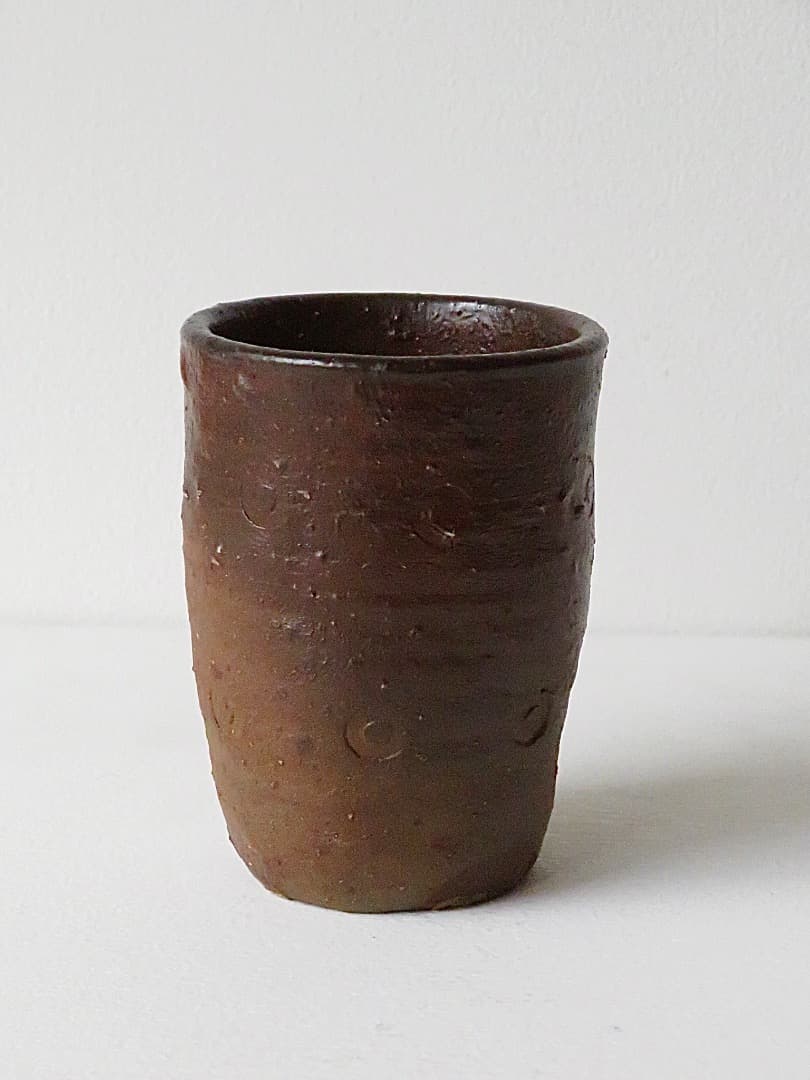 限定セル【希少品】伝説の陶芸家 國吉清尚 焼締 珊瑚紋 小湯呑 ぐい呑 泡盛