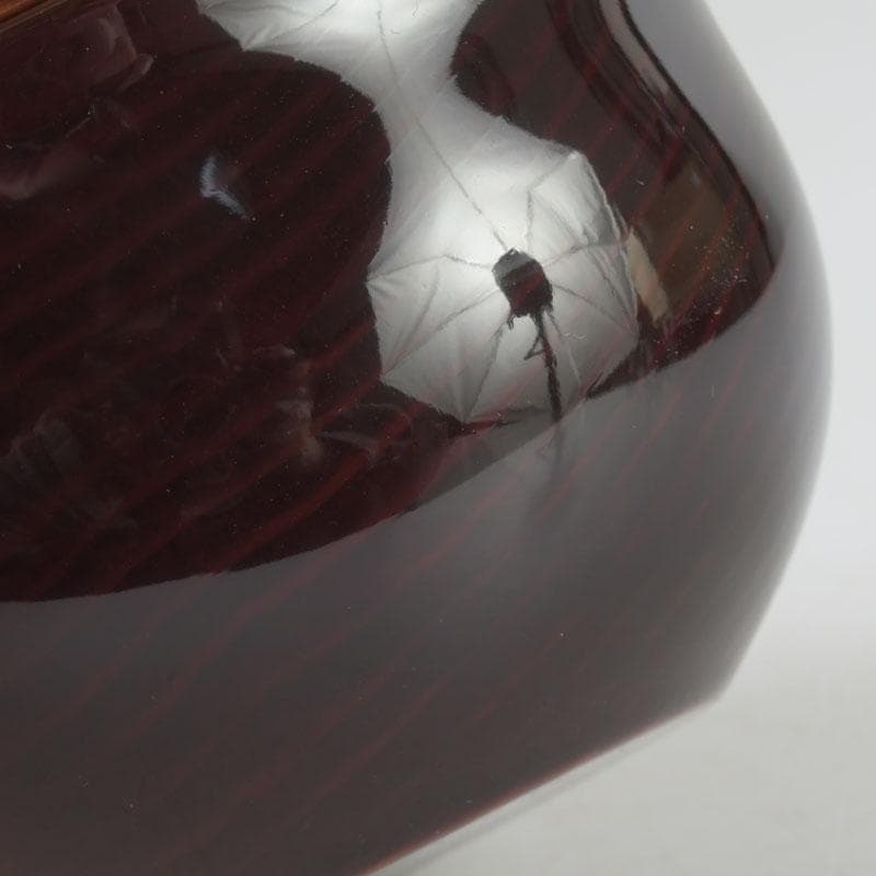 茶道具　塗師　安田春仁作　老松茶入　仕覆付　共箱　V　9691