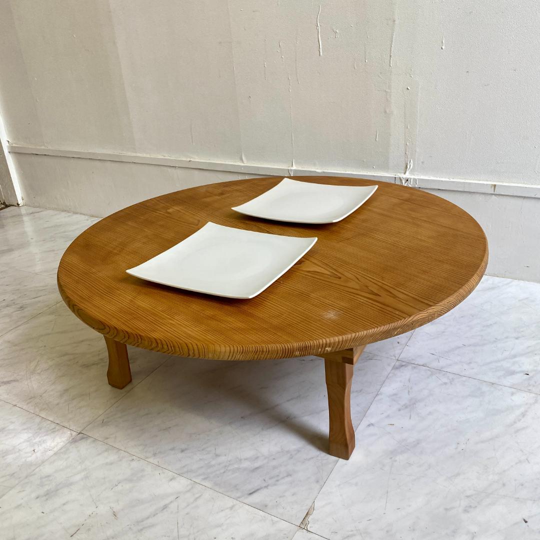 昭和レトロ 木製 丸ちゃぶ台 折りたたみ式｜ローテーブル 古道具 和家具