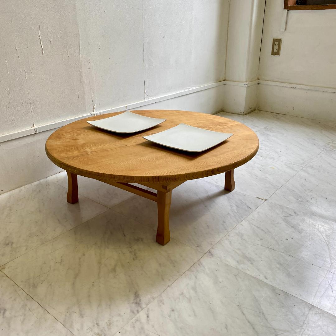 昭和レトロ 木製 丸ちゃぶ台 折りたたみ式｜ローテーブル 古道具 和家具