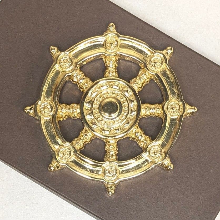 【セール・新品】 輪宝　木製　約12.4cm　4寸　金箔　宗派紋　定紋　法輪