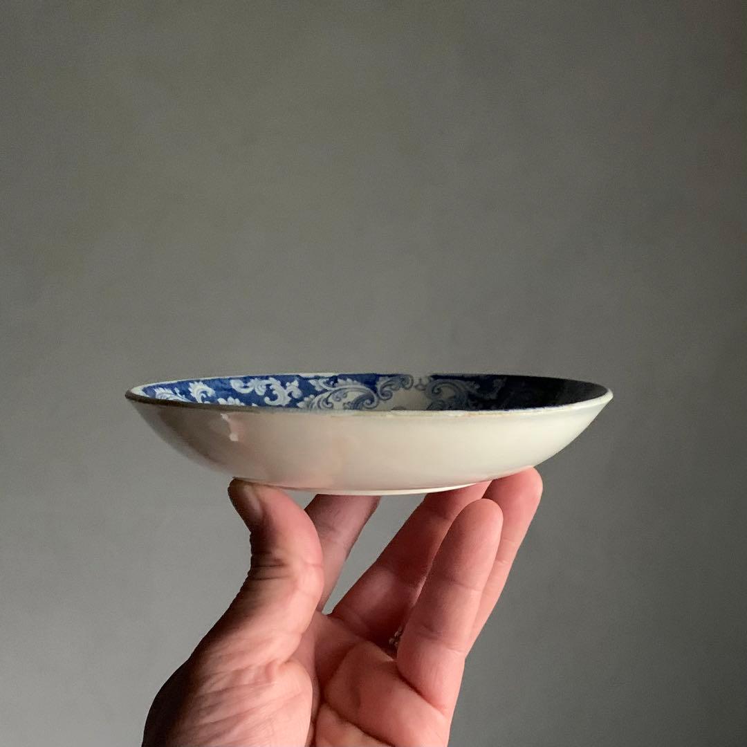 銅板転写 皿 プレート 蔓柄 古道具 アンティーク ブロカント