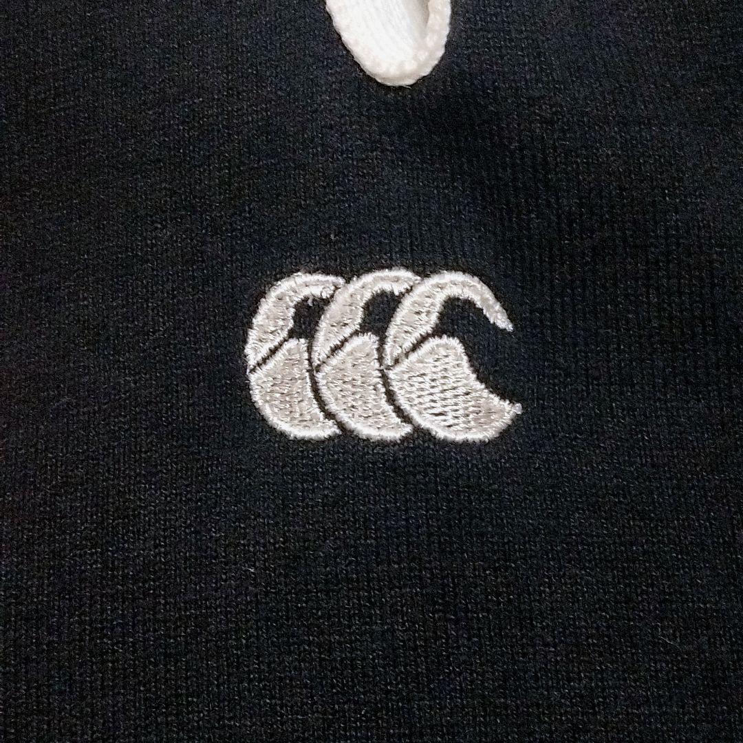 90s カンタベリー オールブラックス 刺繍ロゴ 長袖 ラガーシャツ M 黒色