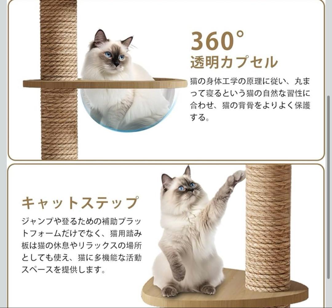 早い者勝ち❣️突っ張り型キャットタワー 235-260cm 360°透明カプセル付