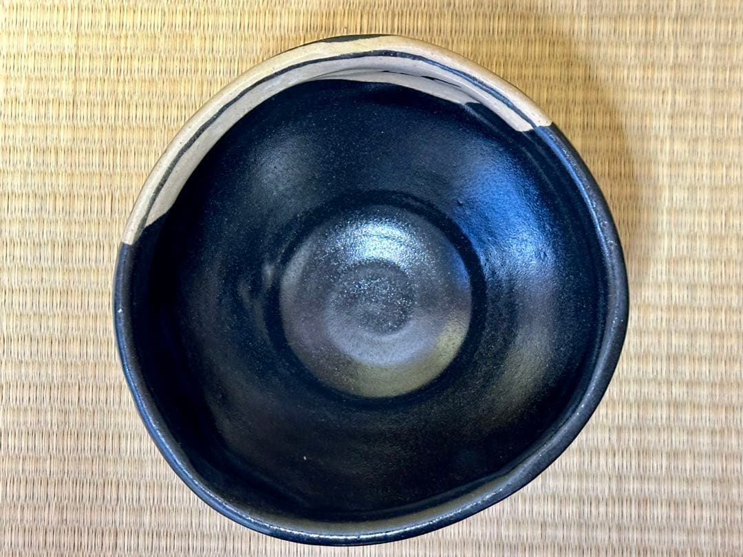【値下げ】茶道具　抹茶碗　黒織部　雅山窯　中嶋康之作　美濃焼　陶器　木箱入　新品