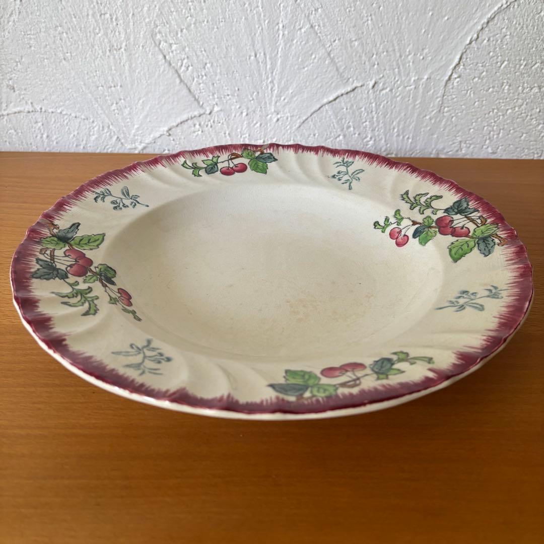 ロンウィ 深皿 29㎝ さくらんぼ プレート大皿 フランスアンティーク