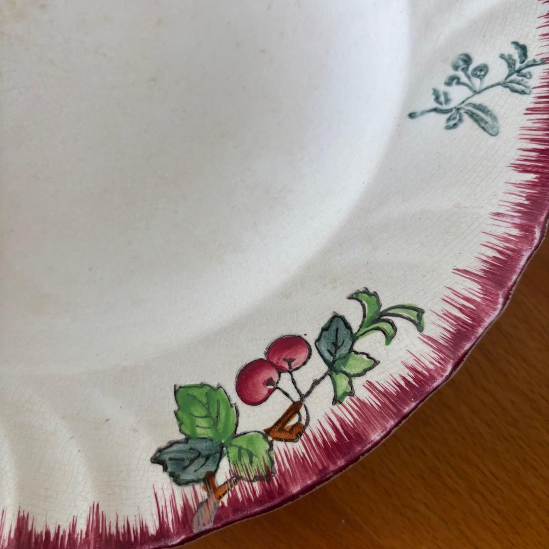 ロンウィ 深皿 29㎝ さくらんぼ プレート大皿 フランスアンティーク