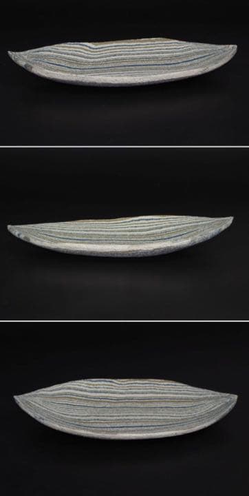 送料無料人間国宝【松井康成】造 練上げ嘯裂文葉皿２枚 幻の傑作 共箱 本物保証