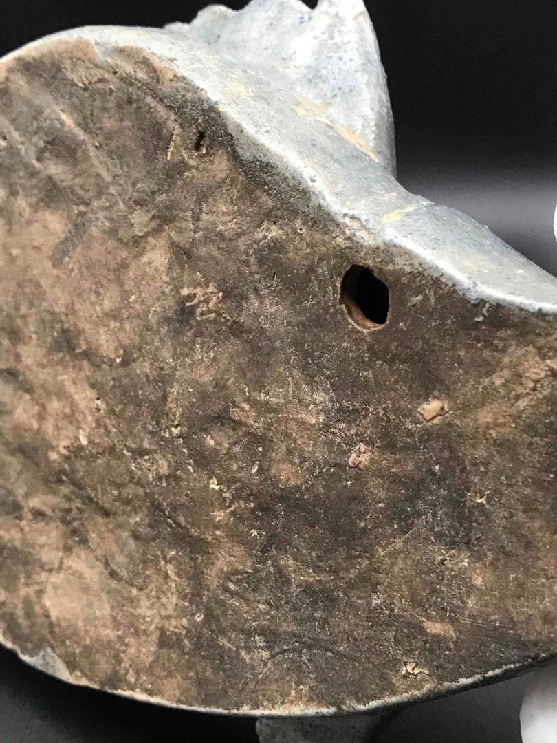 中国骨董　清時代　石湾窯藍釉　魚　置物　旧家蔵出し(C-11)