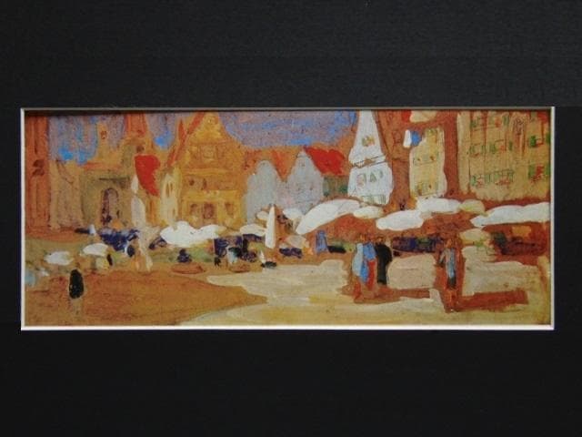 カンディンスキー、「市場」、希少な画集より、 新品高級額装付、巨匠